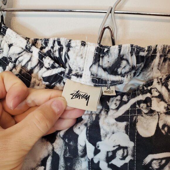 Y2K Stussy Mob Beach Pants White Black Size M - Picture 5 of 7